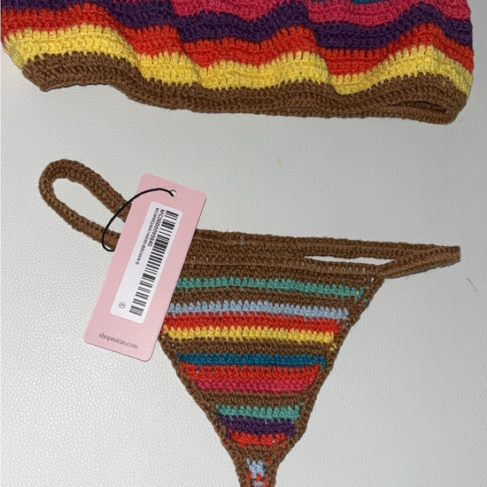 Mecca Multicolor Striped Bikini Thong Bathing Suit